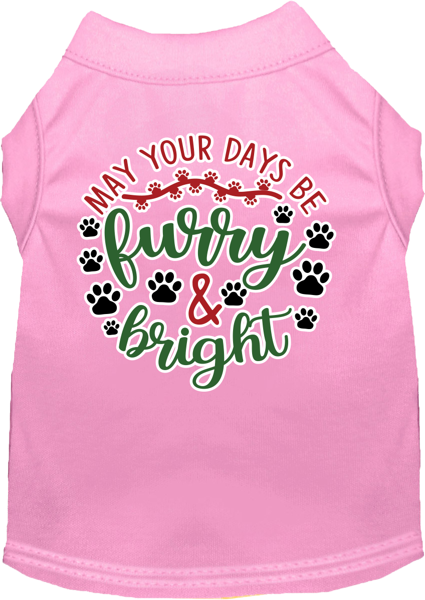 Furry And Bright Screen Print Dog Shirt Light Pink Size Xs