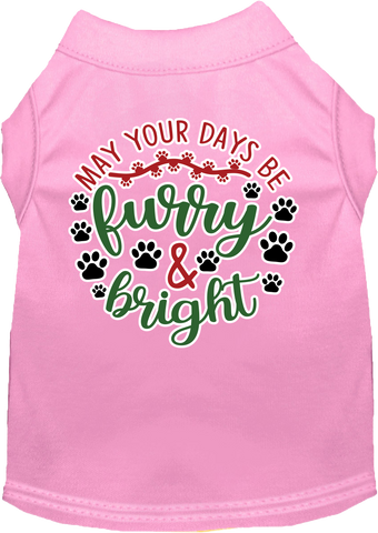 Furry And Bright Screen Print Dog Shirt Light Pink Size Xs