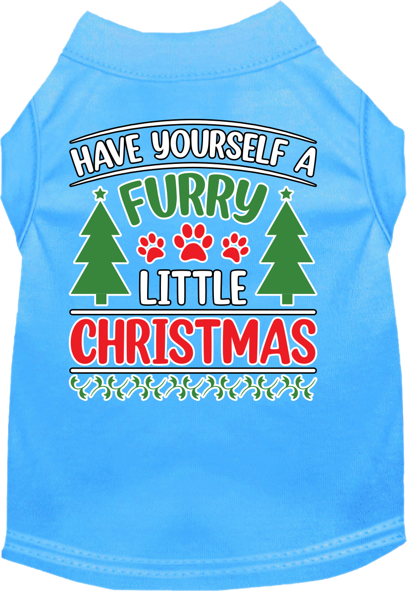 Furry Little Christmas Screen Print Dog Shirt Bermuda Blue Size Xxxl