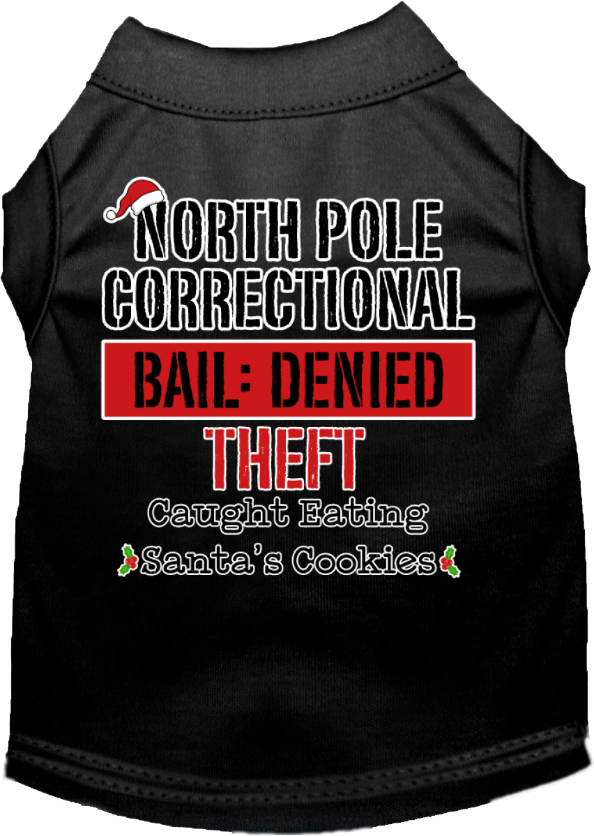 North Pole Correctional Screen Print Dog Shirt Black Size Xs