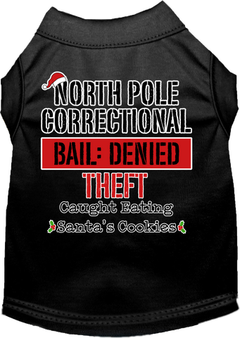 North Pole Correctional Screen Print Dog Shirt Black Size Xs