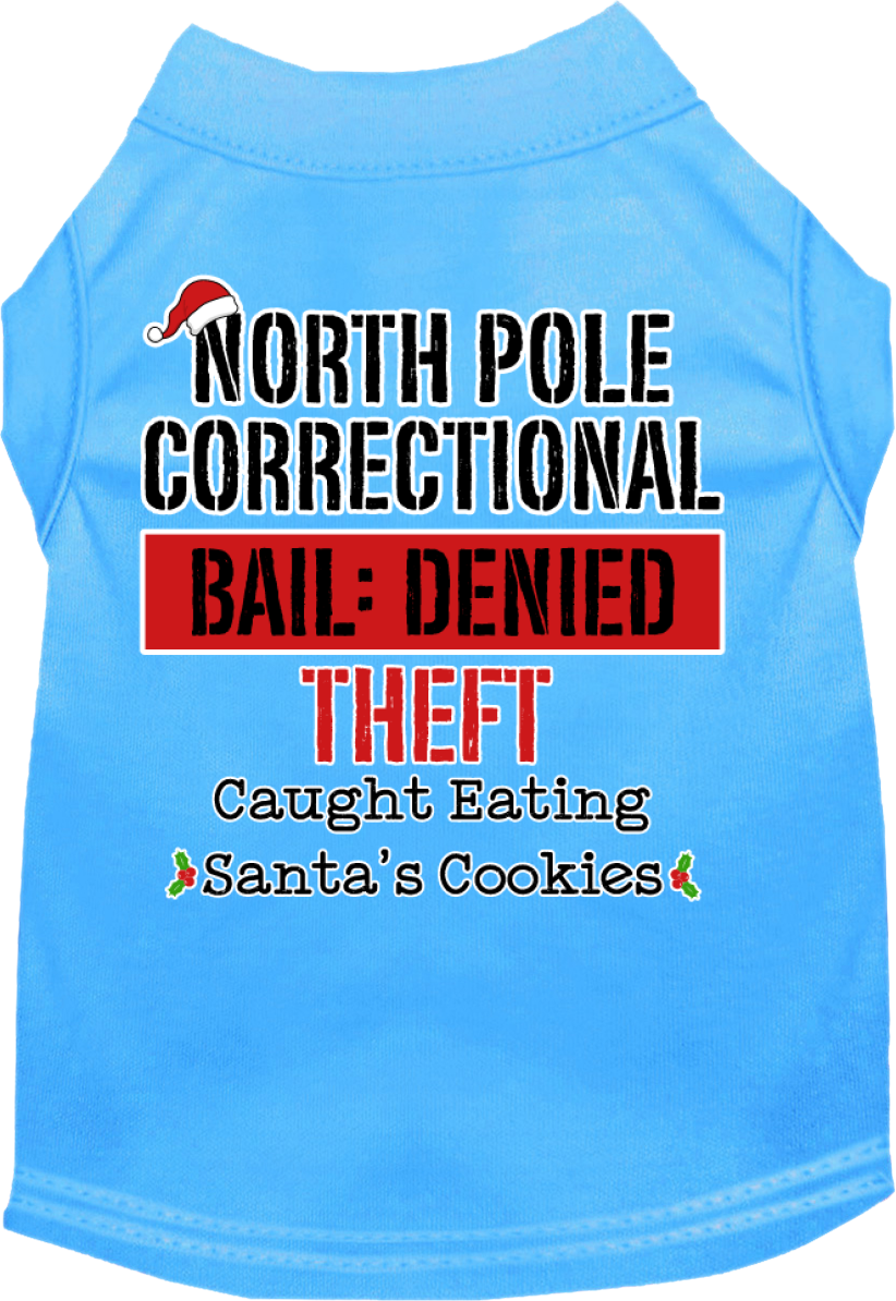 North Pole Correctional Screen Print Dog Shirt Bermuda Blue Size 4x