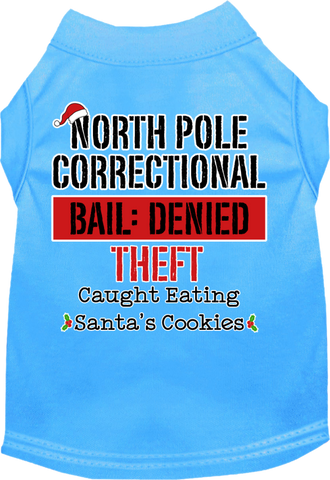 North Pole Correctional Screen Print Dog Shirt Bermuda Blue Size 4x