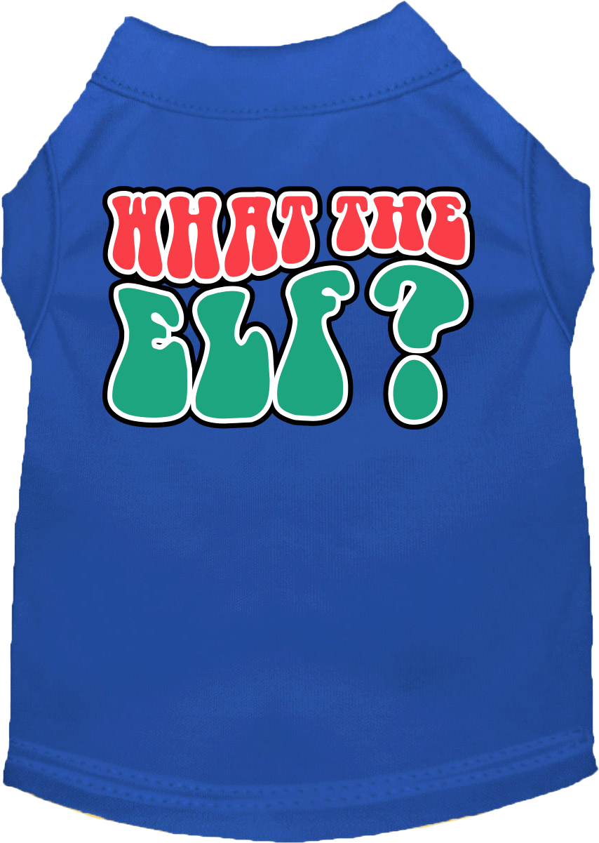 What The Elf Screen Print Dog Shirt Blue Size Xl