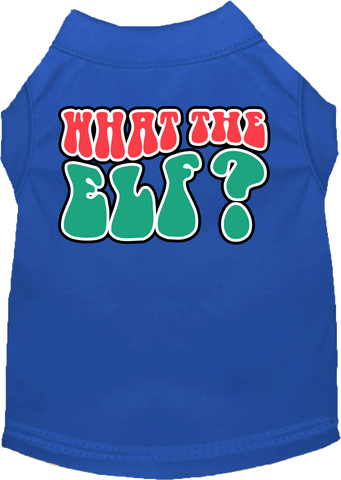 What The Elf Screen Print Dog Shirt Blue Size Xl