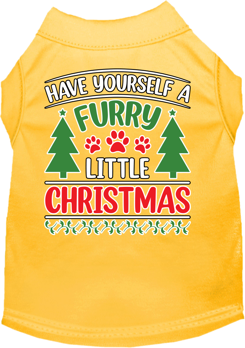 Furry Little Christmas Screen Print Dog Shirt Yellow Size Xl