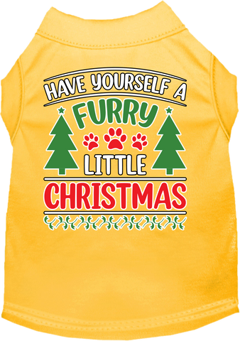 Furry Little Christmas Screen Print Dog Shirt Yellow Size Xl