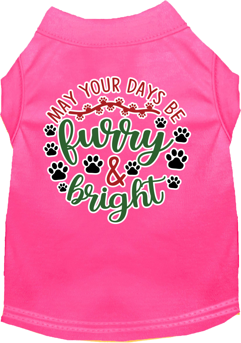 Furry And Bright Screen Print Dog Shirt Bright Pink Size 6x