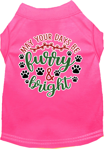 Furry And Bright Screen Print Dog Shirt Bright Pink Size 6x