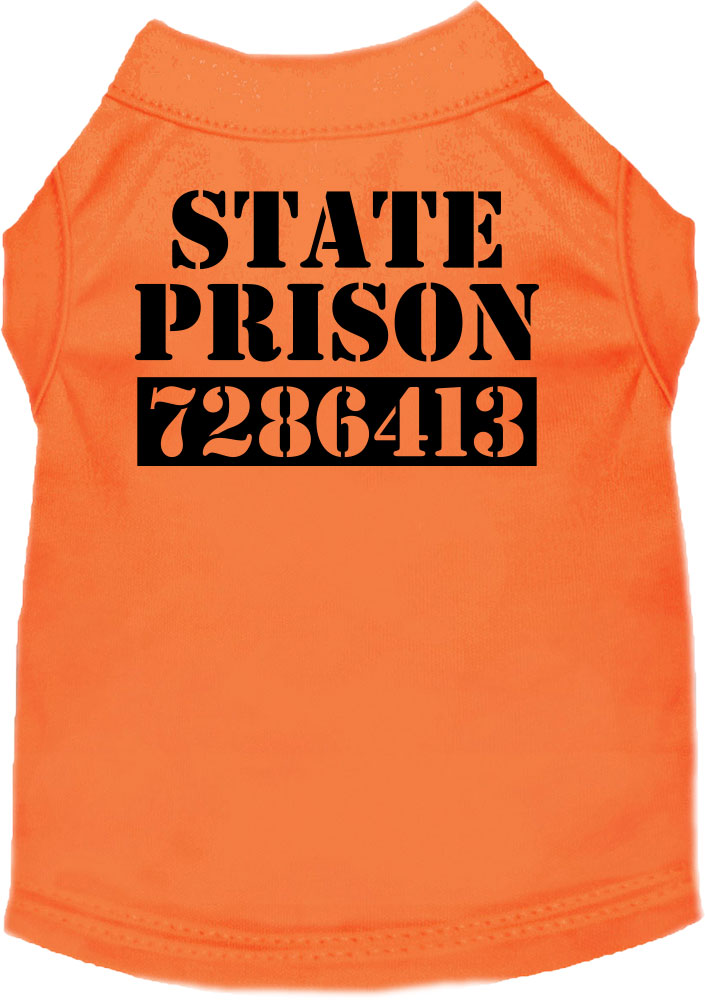 Inmate Costume Screen Print Dog Shirt Orange Size Xxl