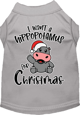 Hippo For Christmas Screen Print Dog Shirt Grey Size Xxxl