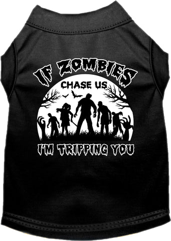 If Zombies Chase Us Screen Print Dog Shirt Black Size 4x