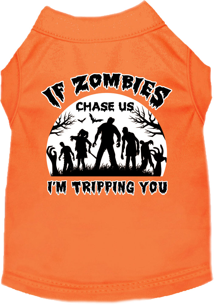 If Zombies Chase Us Screen Print Dog Shirt Orange Size Xl