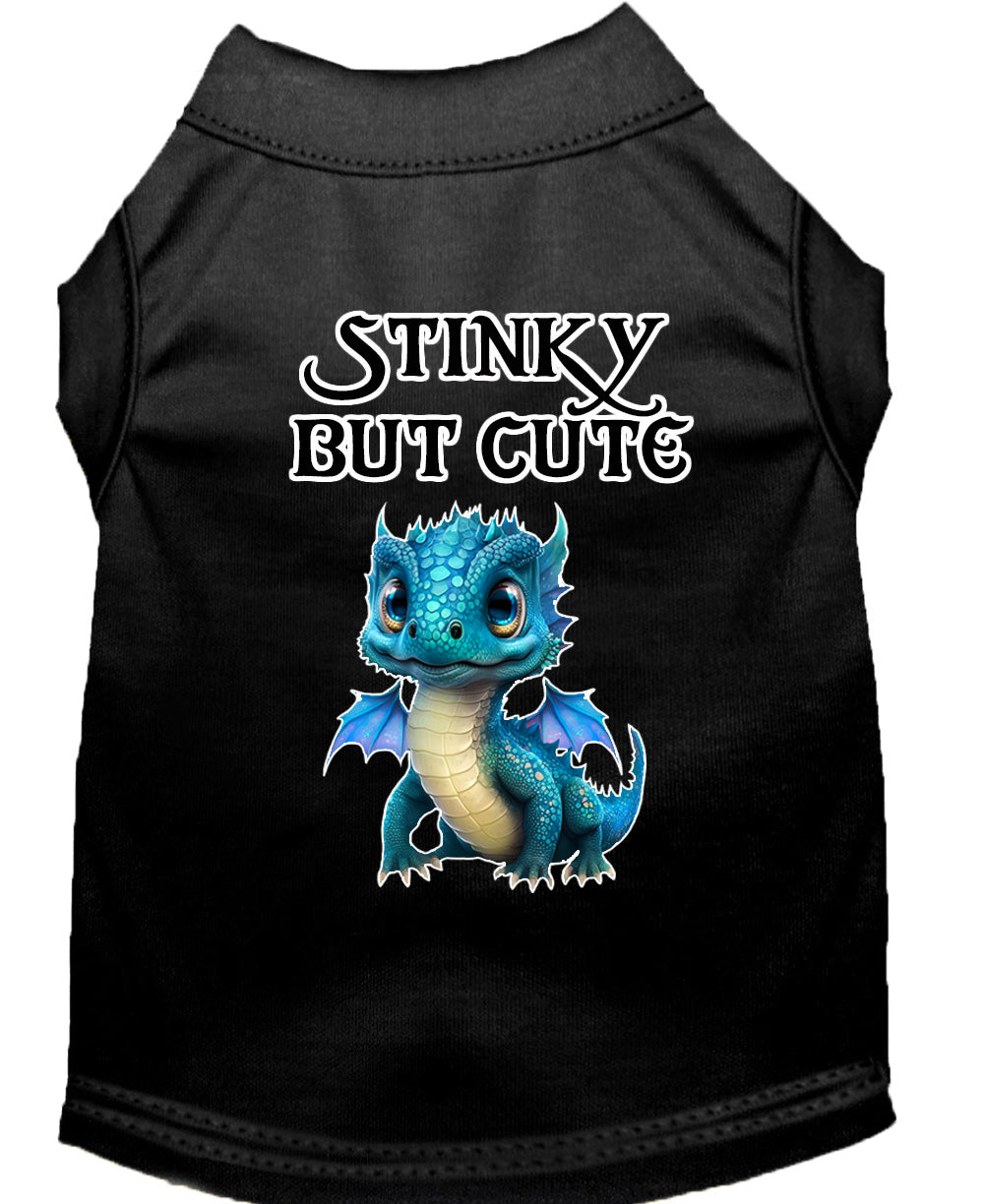 Stinky But Cute Dragon Screen Print Dog Shirt Black Med (12)