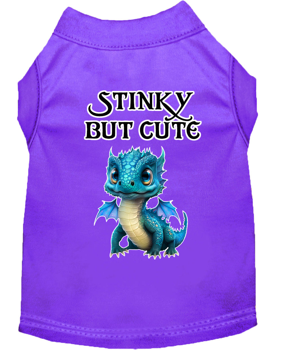 Stinky But Cute Dragon Screen Print Dog Shirt Purple Lg (14)