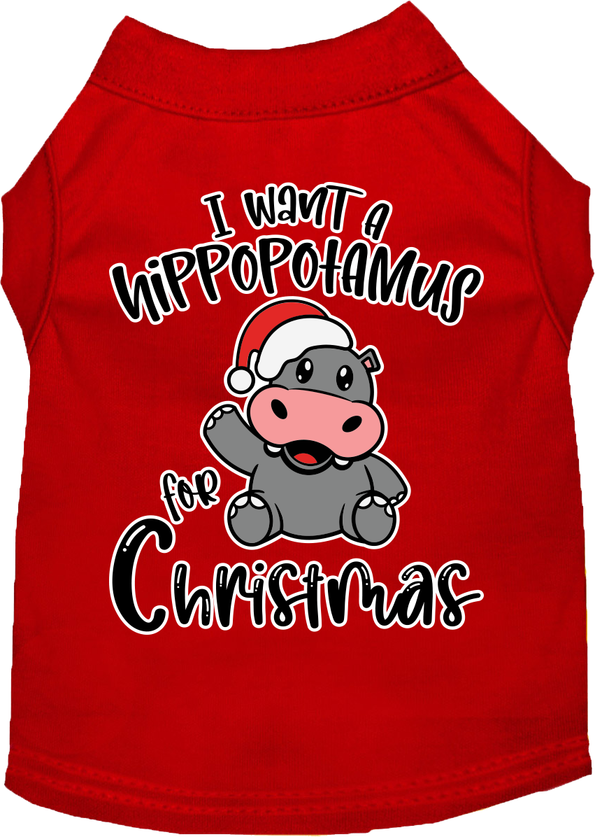 Hippo For Christmas Screen Print Dog Shirt Red Size Xxxl