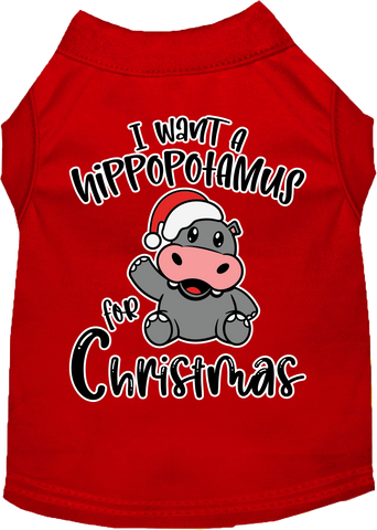 Hippo For Christmas Screen Print Dog Shirt Red Size Xxxl