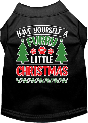 Furry Little Christmas Screen Print Dog Shirt Black Size 4x