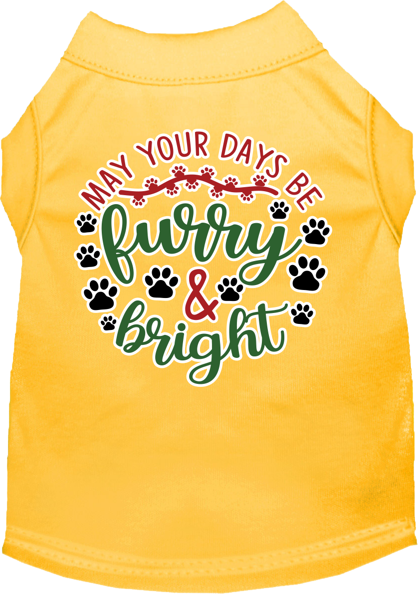 Furry And Bright Screen Print Dog Shirt Yellow Size Xxxl