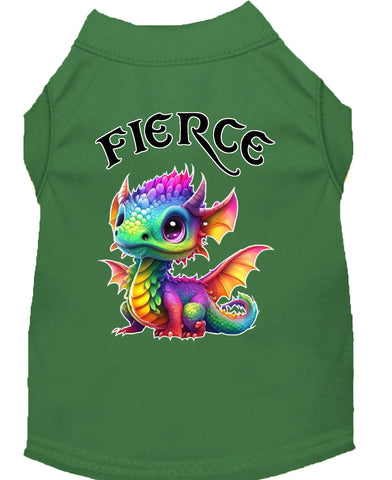 Fierce Dragon Screen Print Dog Shirt Green Med (12)