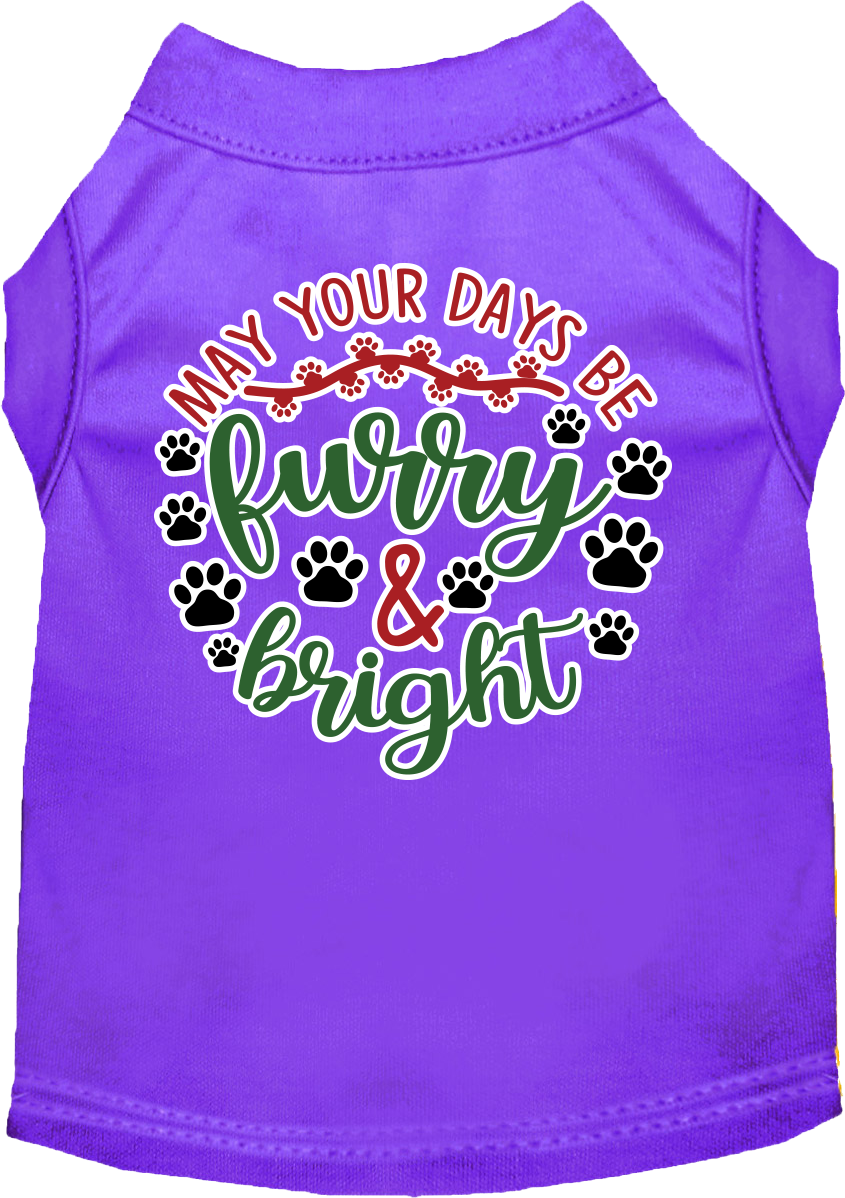 Furry And Bright Screen Print Dog Shirt Purple Size Xxl