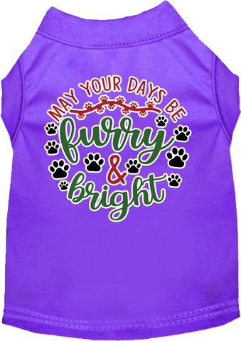 Furry And Bright Screen Print Dog Shirt Purple Size Xxl