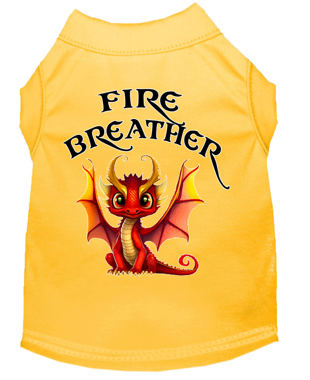 Fire Breather Dragon Screen Print Dog Shirt Yellow Xs (8)