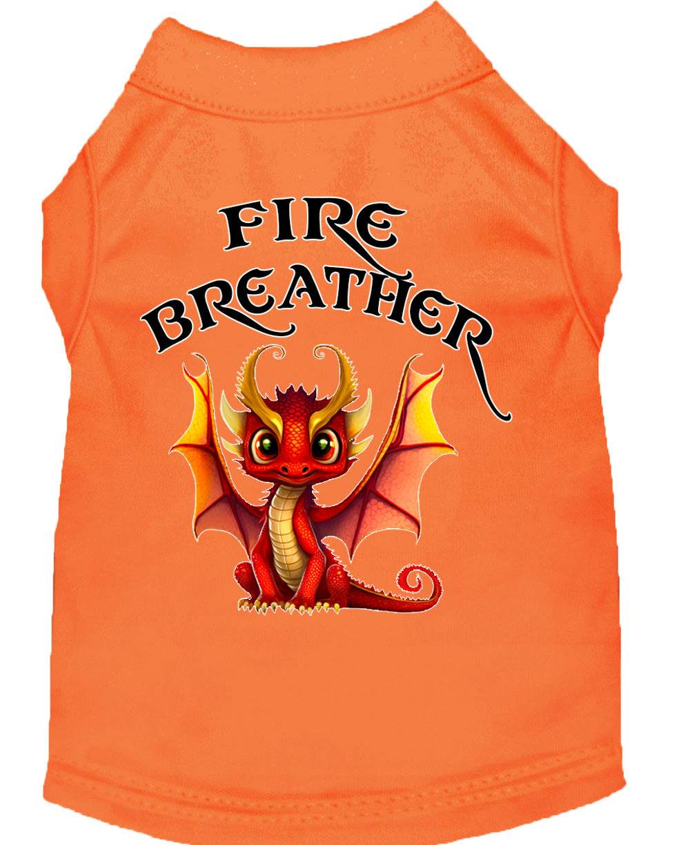 Fire Breather Dragon Screen Print Dog Shirt Orange Med (12)