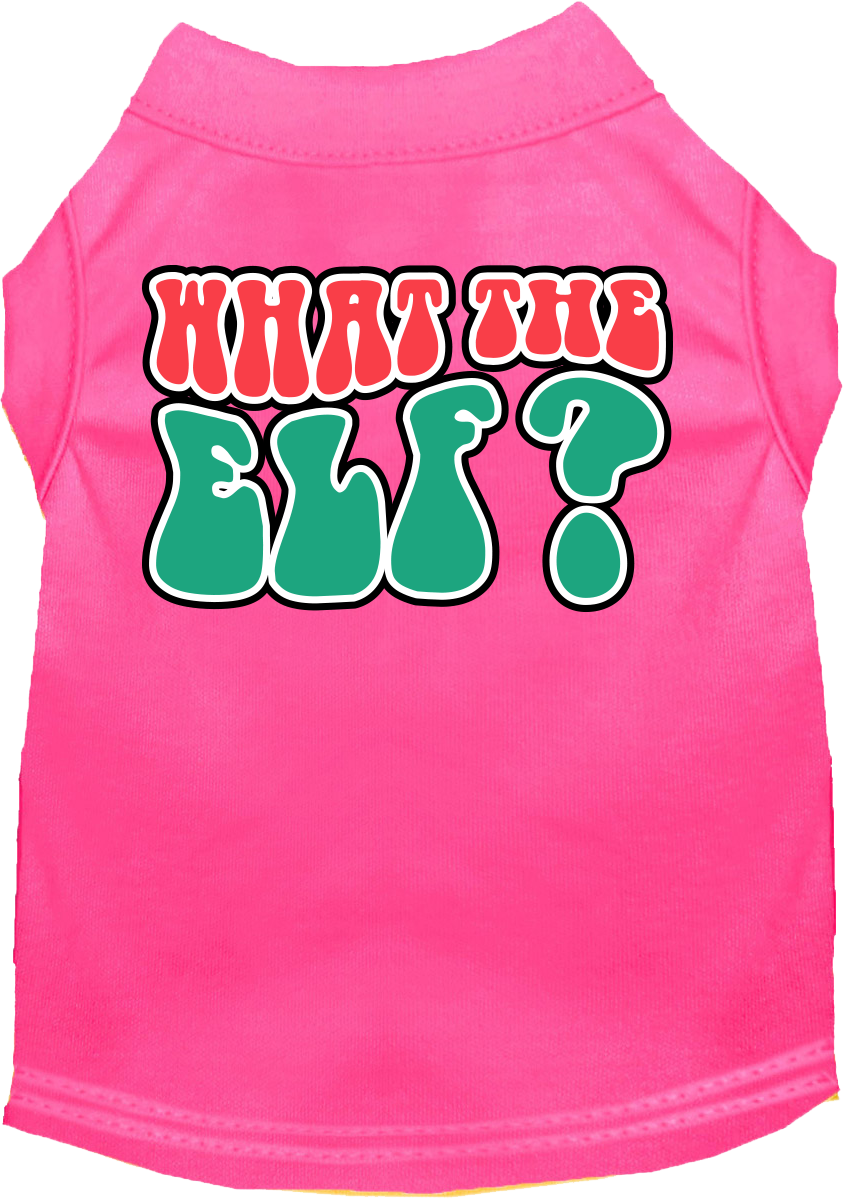 What The Elf Screen Print Dog Shirt Bright Pink Size Sm