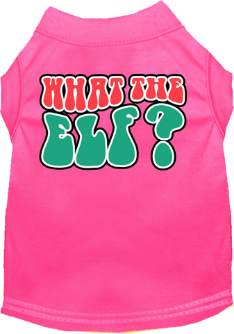 What The Elf Screen Print Dog Shirt Bright Pink Size Sm