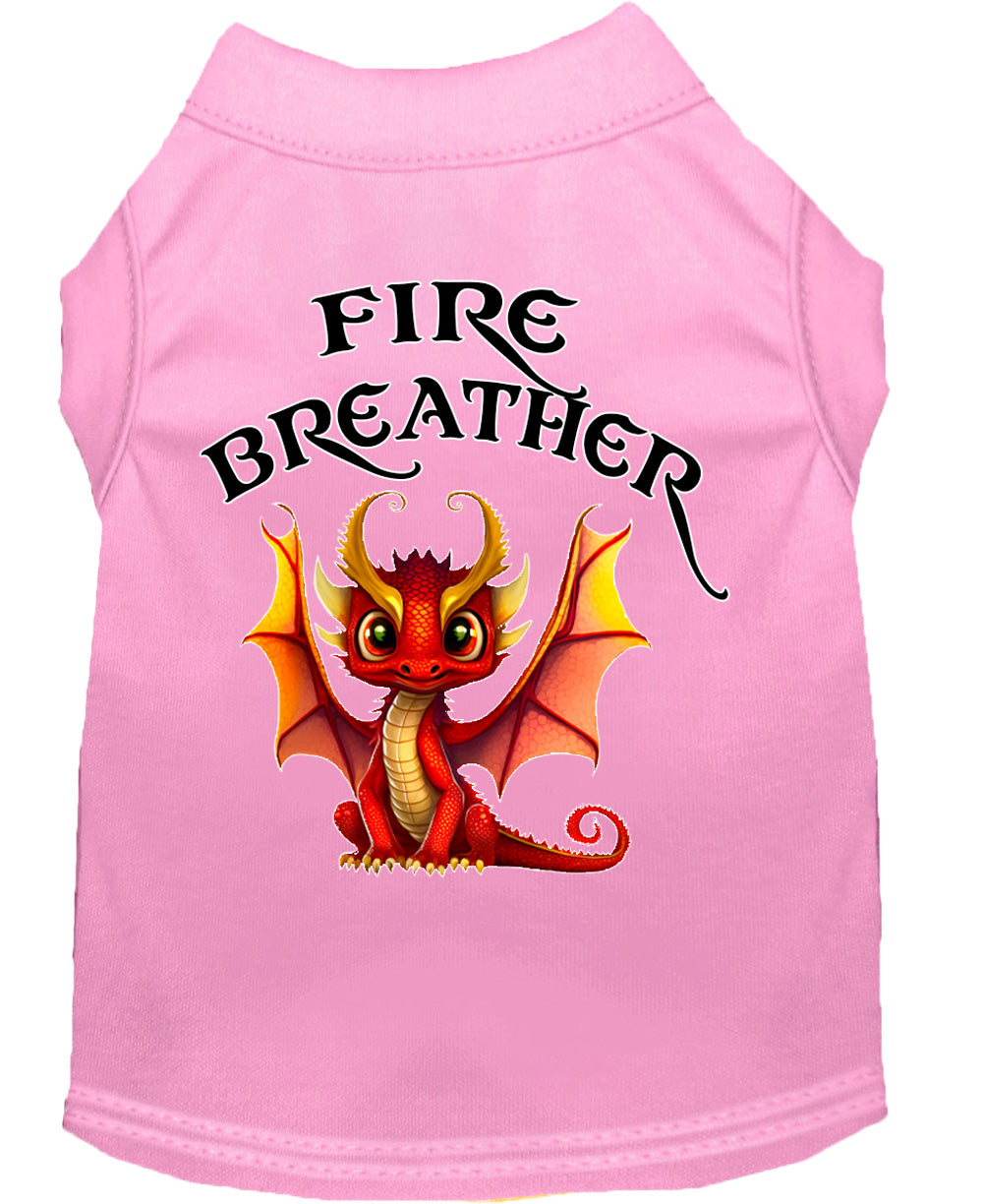 Fire Breather Dragon Screen Print Dog Shirt Light Pink Sm (10)