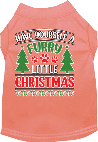 Furry Little Christmas Screen Print Dog Shirt Peach Size Xxxl