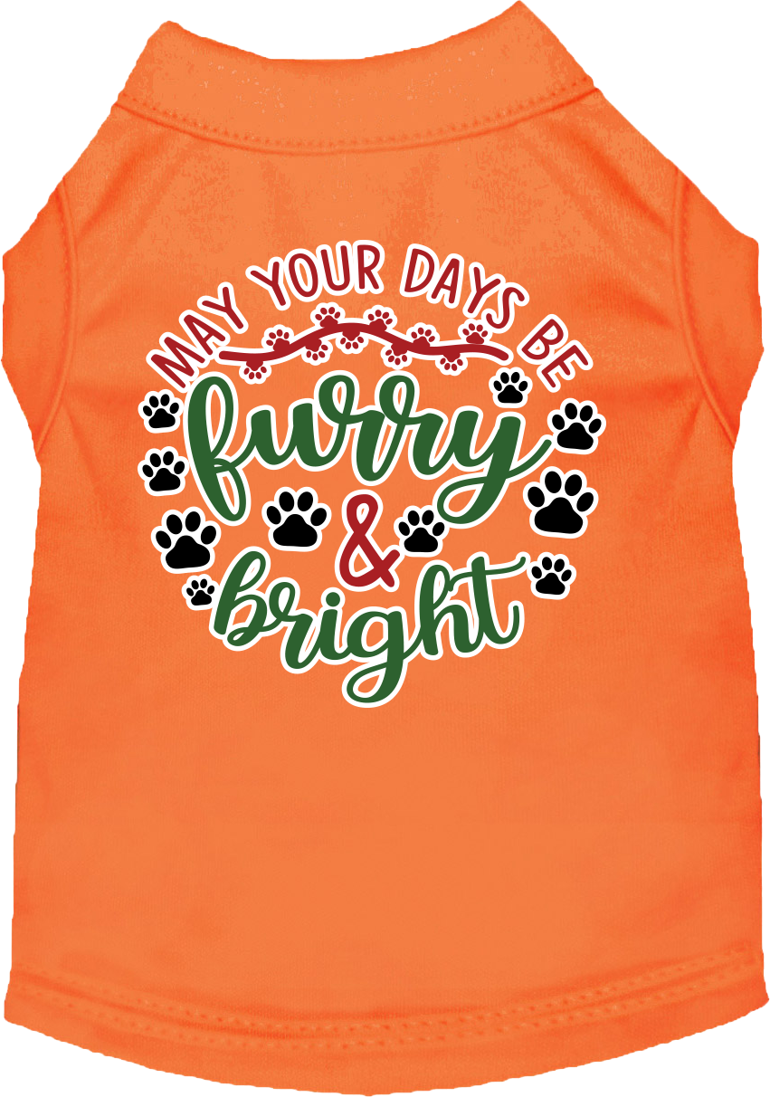 Furry And Bright Screen Print Dog Shirt Orange Size Xs