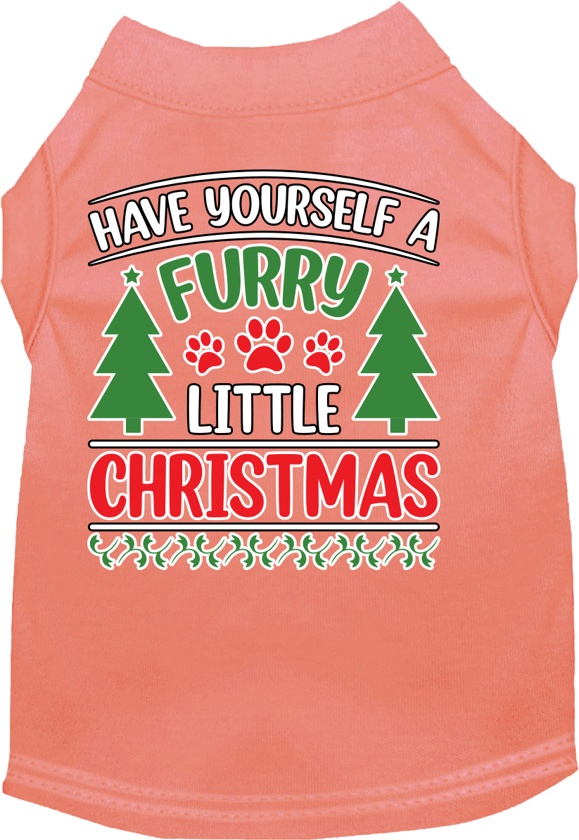 Furry Little Christmas Screen Print Dog Shirt Peach Size 5x