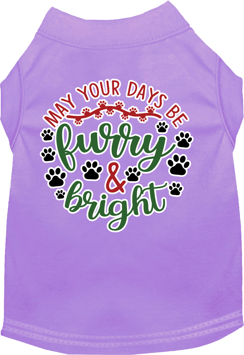 Furry And Bright Screen Print Dog Shirt Lavender Size 5x