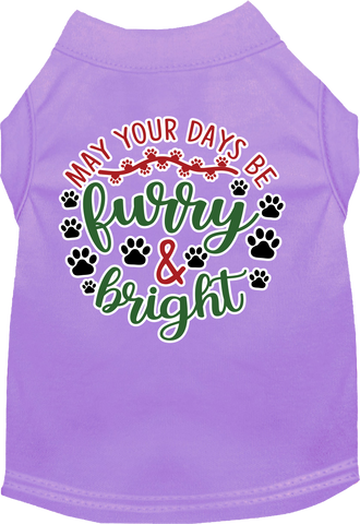 Furry And Bright Screen Print Dog Shirt Lavender Size 5x