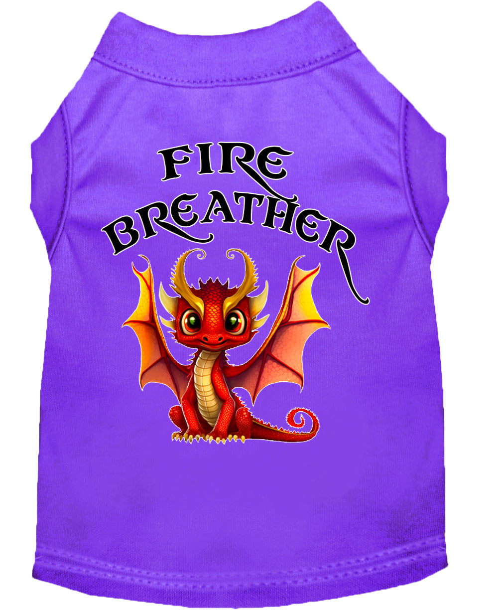 Fire Breather Dragon Screen Print Dog Shirt Purple Lg (14)