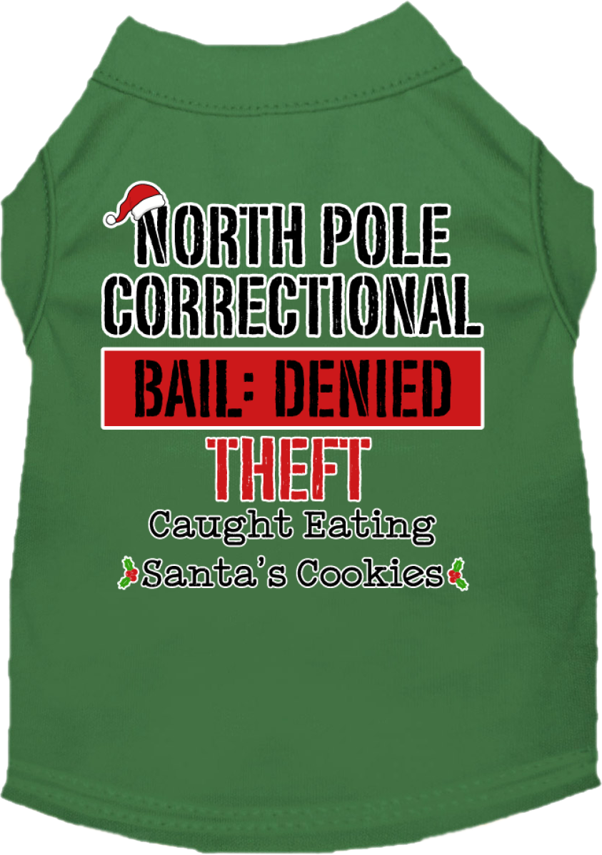 North Pole Correctional Screen Print Dog Shirt Green Size Sm