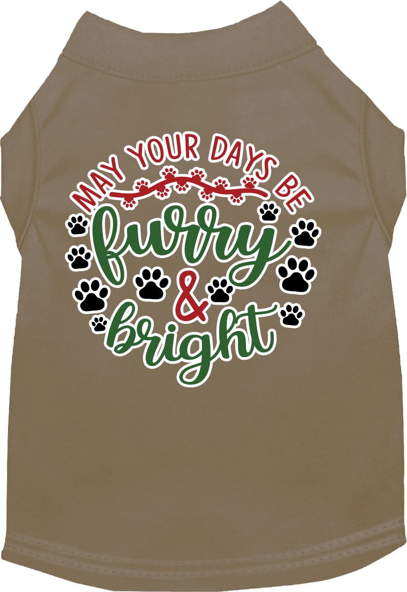 Furry And Bright Screen Print Dog Shirt Tan Size Xxxl