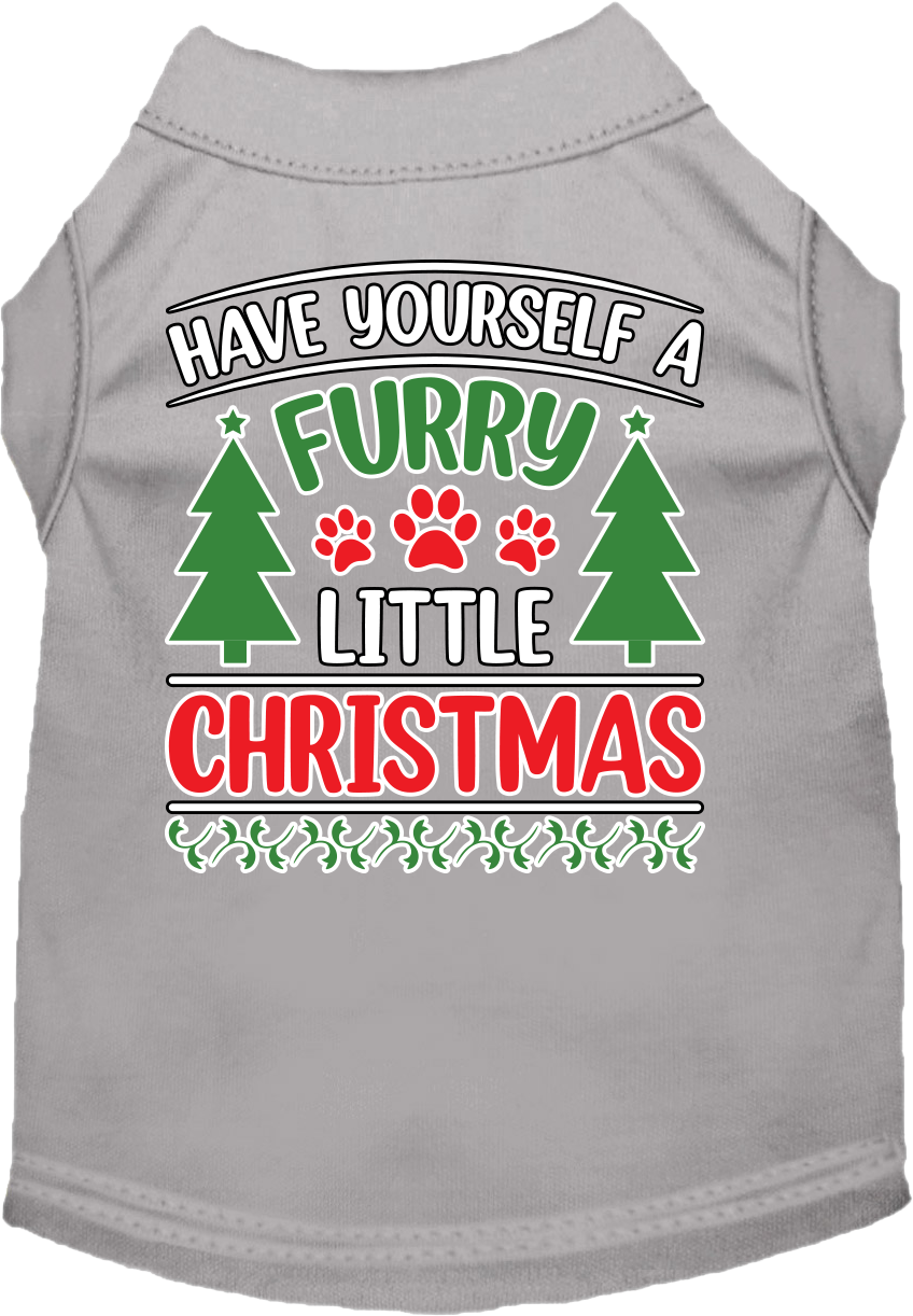 Furry Little Christmas Screen Print Dog Shirt Grey Size Xxxl