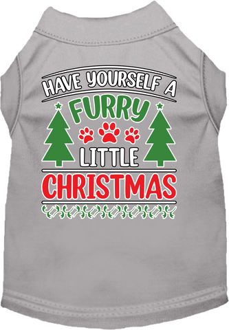 Furry Little Christmas Screen Print Dog Shirt Grey Size Xxxl