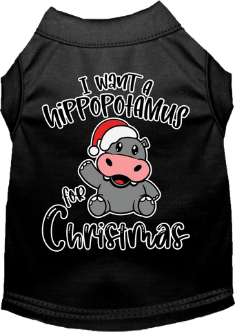 Hippo For Christmas Screen Print Dog Shirt Black Size 4x