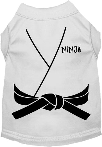 Ninja Costume Screen Print Dog Shirt White Size Xxl