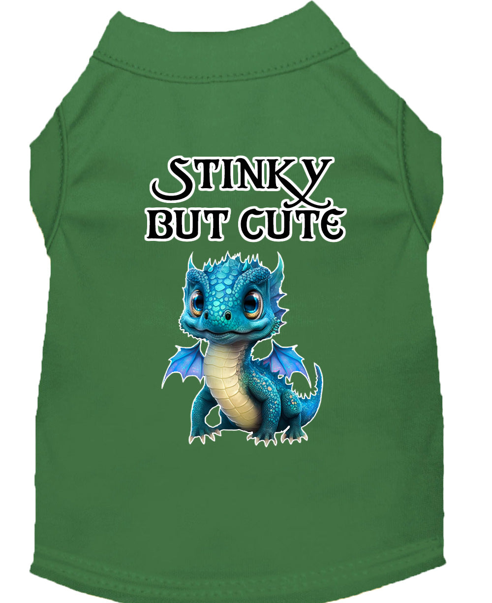 Stinky But Cute Dragon Screen Print Dog Shirt Green Sm (10)