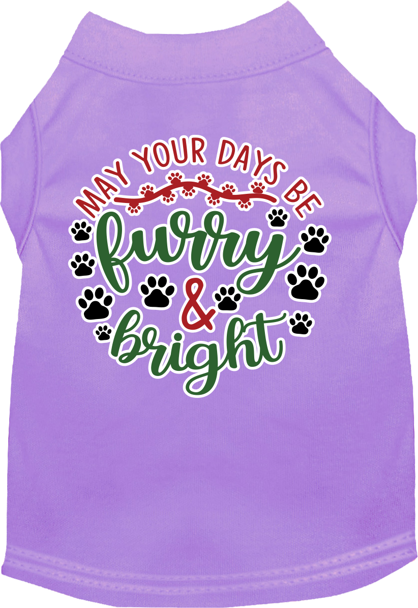 Furry And Bright Screen Print Dog Shirt Lavender Size Xl