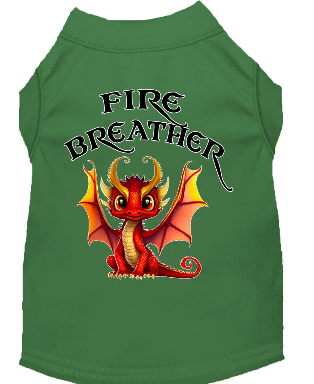 Fire Breather Dragon Screen Print Dog Shirt Green Xxxl (20)