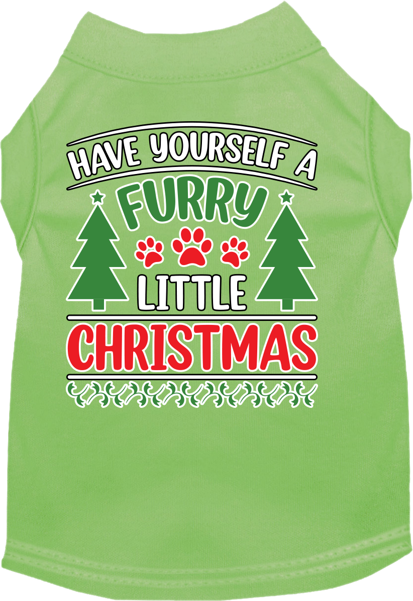 Furry Little Christmas Screen Print Dog Shirt Lime Green Size Lg