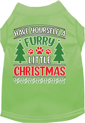 Furry Little Christmas Screen Print Dog Shirt Lime Green Size Lg