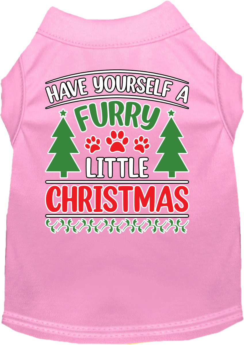 Furry Little Christmas Screen Print Dog Shirt Light Pink Size 5x