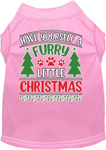 Furry Little Christmas Screen Print Dog Shirt Light Pink Size 5x